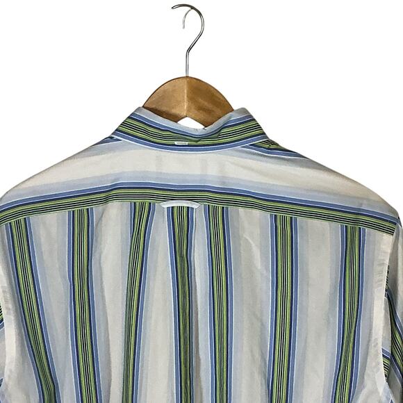 Facconable French Riviera Classique Striped Long Sleeve Button Down Shirt Mens M - Picture 8 of 11